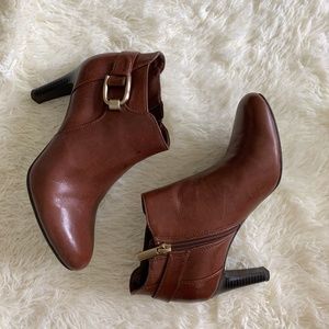 Buckle Accent Leather Ankle Booties
